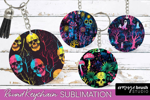 Neon Halloween Keychain - Spooky Keychain Sublimation Sublimation OrangeBrushStudio 