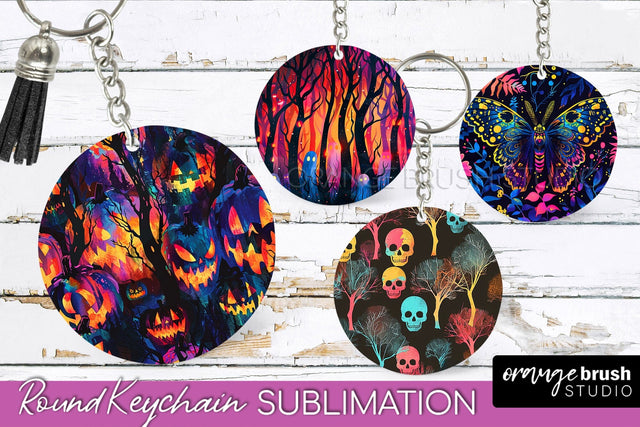 Neon Halloween Keychain - Spooky Keychain Sublimation Sublimation OrangeBrushStudio 
