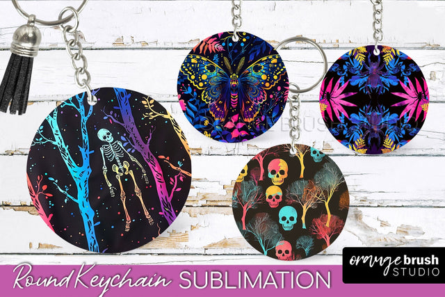 Neon Halloween Keychain - Spooky Keychain Sublimation Sublimation OrangeBrushStudio 