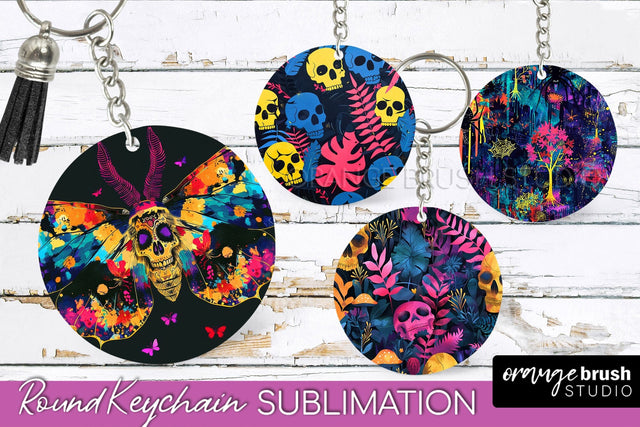 Neon Halloween Keychain - Spooky Keychain Sublimation Sublimation OrangeBrushStudio 