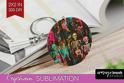 Neon Halloween Keychain - Spooky Keychain Sublimation Sublimation OrangeBrushStudio 