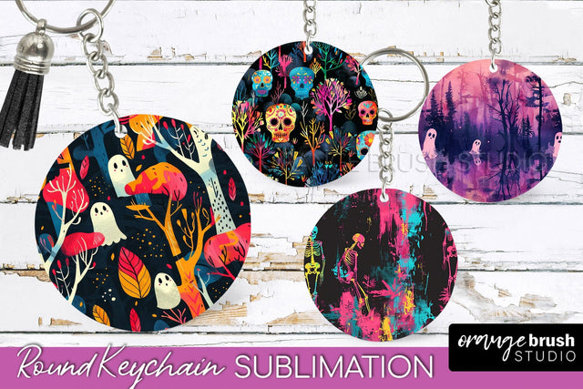 Neon Halloween Keychain - Spooky Keychain Sublimation Sublimation OrangeBrushStudio 
