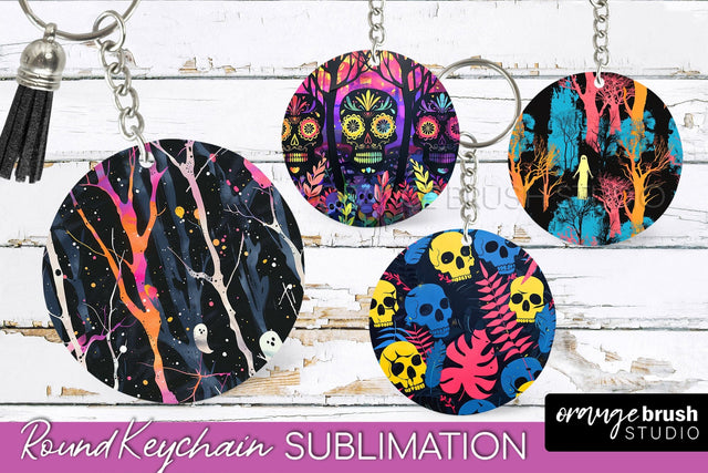 Neon Halloween Keychain - Spooky Keychain Sublimation Sublimation OrangeBrushStudio 