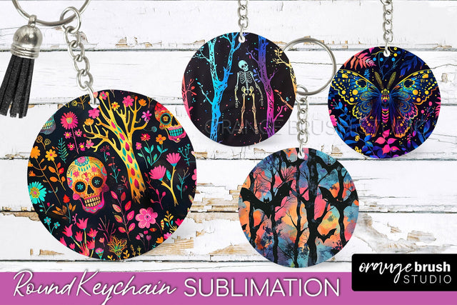 Neon Halloween Keychain - Spooky Keychain Sublimation Sublimation OrangeBrushStudio 