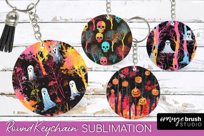 Neon Halloween Keychain - Spooky Keychain Sublimation Sublimation OrangeBrushStudio 