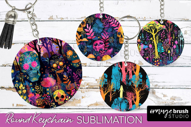 Neon Halloween Keychain - Spooky Keychain Sublimation Sublimation OrangeBrushStudio 