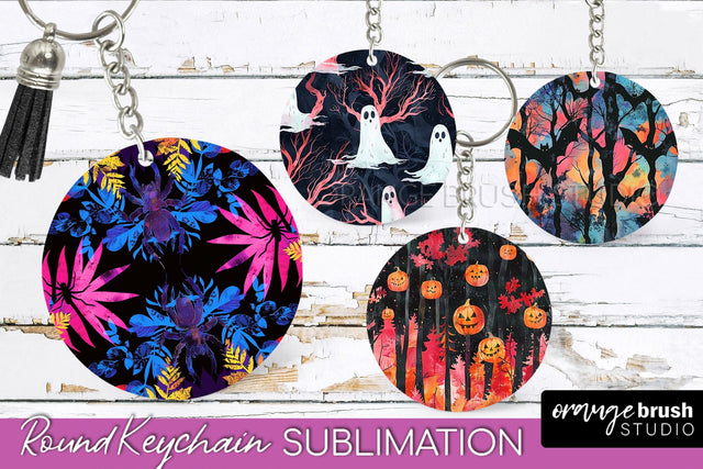 Neon Halloween Keychain - Spooky Keychain Sublimation Sublimation OrangeBrushStudio 