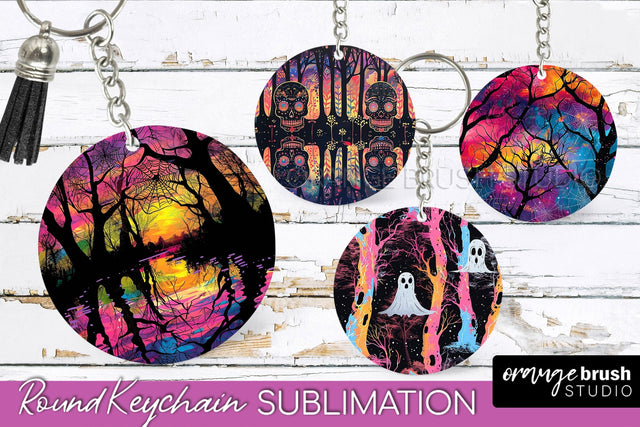 Neon Halloween Keychain - Spooky Keychain Sublimation Sublimation OrangeBrushStudio 
