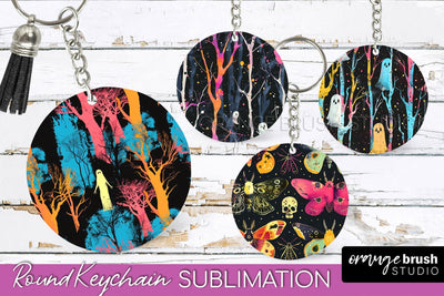 Neon Halloween Keychain - Spooky Keychain Sublimation Sublimation OrangeBrushStudio 