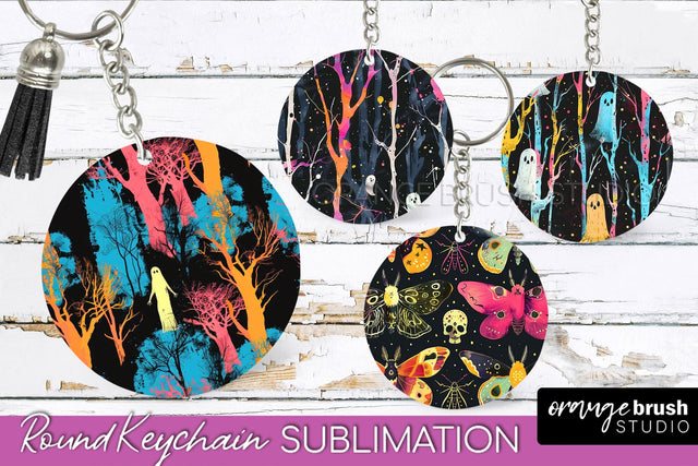 Neon Halloween Keychain - Spooky Keychain Sublimation Sublimation OrangeBrushStudio 