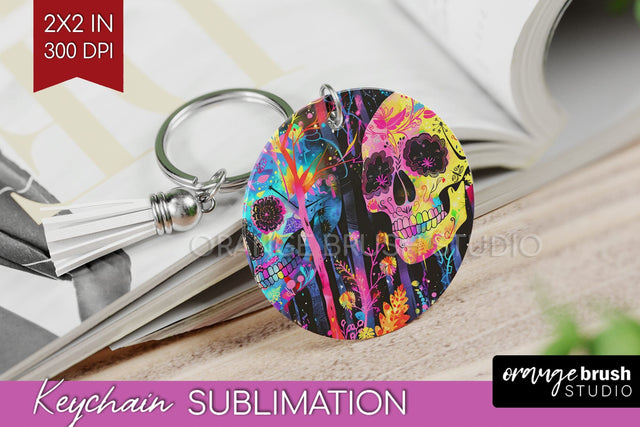 Neon Halloween Keychain - Spooky Keychain Sublimation Sublimation OrangeBrushStudio 
