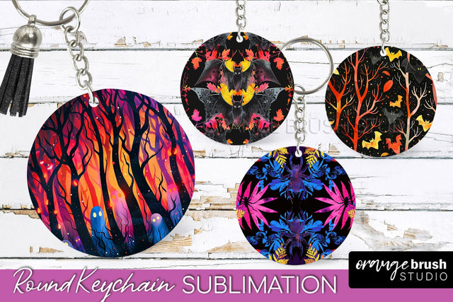 Neon Halloween Keychain - Spooky Keychain Sublimation Sublimation OrangeBrushStudio 