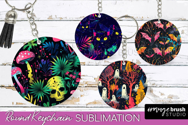 Neon Halloween Keychain - Spooky Keychain Sublimation Sublimation OrangeBrushStudio 