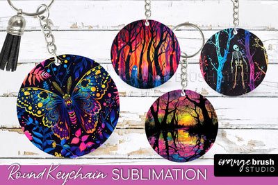 Neon Halloween Keychain - Spooky Keychain Sublimation Sublimation OrangeBrushStudio 