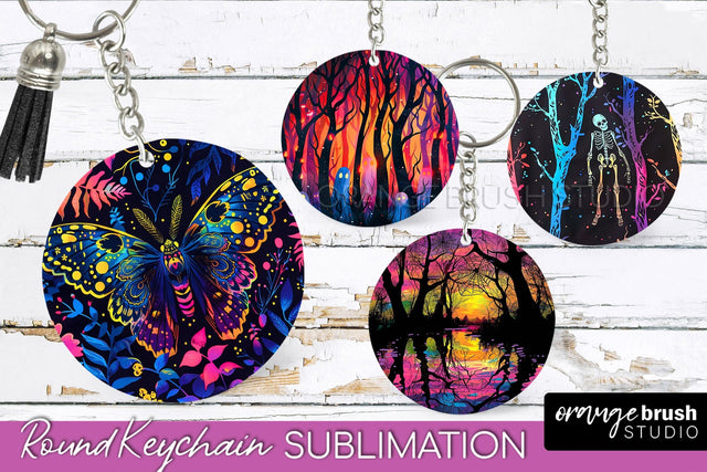Neon Halloween Keychain - Spooky Keychain Sublimation Sublimation OrangeBrushStudio 