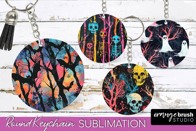 Neon Halloween Keychain - Spooky Keychain Sublimation Sublimation OrangeBrushStudio 