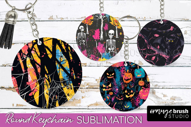 Neon Halloween Keychain - Spooky Keychain Sublimation Sublimation OrangeBrushStudio 