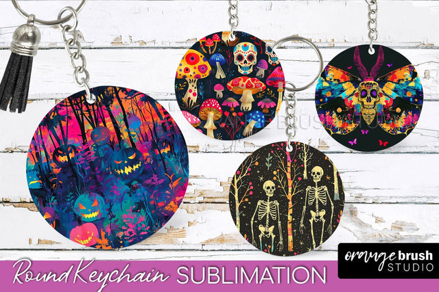 Neon Halloween Keychain - Spooky Keychain Sublimation Sublimation OrangeBrushStudio 