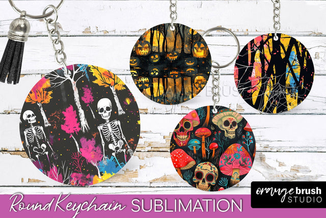 Neon Halloween Keychain - Spooky Keychain Sublimation Sublimation OrangeBrushStudio 