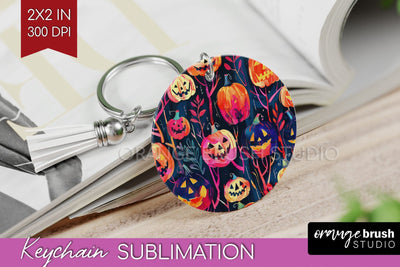 Neon Halloween Keychain - Spooky Keychain Sublimation Sublimation OrangeBrushStudio 