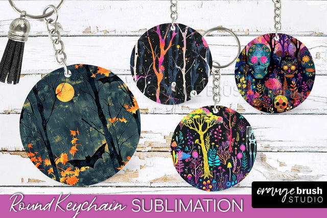 Neon Halloween Keychain - Spooky Keychain Sublimation Sublimation OrangeBrushStudio 