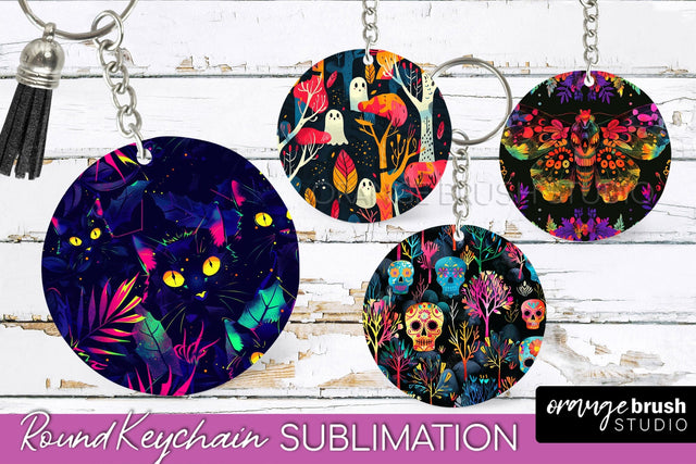 Neon Halloween Keychain - Spooky Keychain Sublimation Sublimation OrangeBrushStudio 