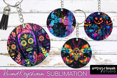 Neon Halloween Keychain - Spooky Keychain Sublimation Sublimation OrangeBrushStudio 