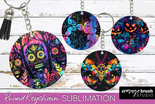 Neon Halloween Keychain - Spooky Keychain Sublimation Sublimation OrangeBrushStudio 