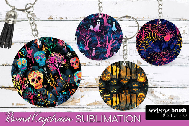 Neon Halloween Keychain - Spooky Keychain Sublimation Sublimation OrangeBrushStudio 