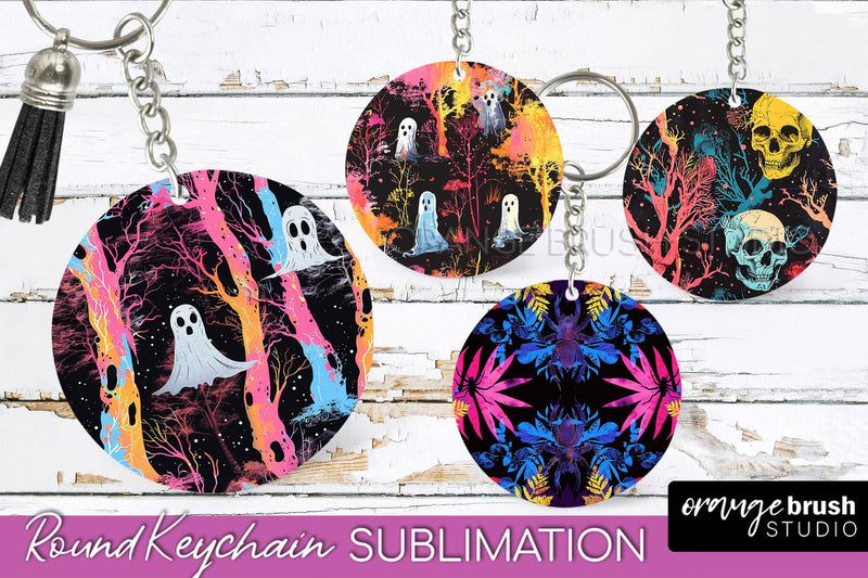 Neon Halloween Keychain - Spooky Keychain Sublimation Sublimation OrangeBrushStudio 