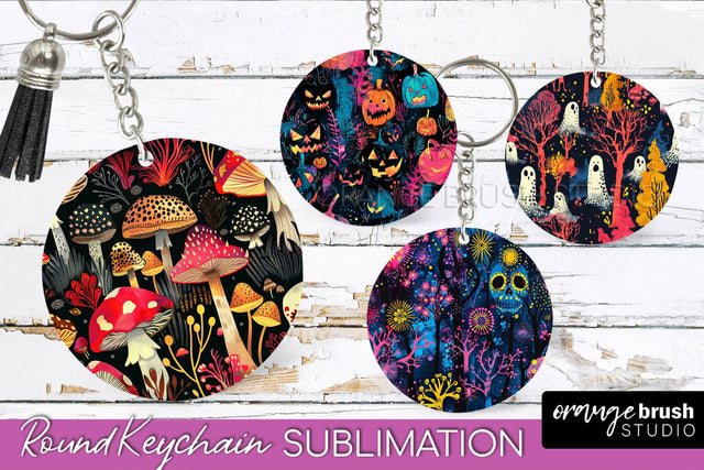 Neon Halloween Keychain - Spooky Keychain Sublimation Sublimation OrangeBrushStudio 