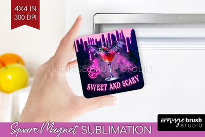 Neon Halloween Magnet Sublimation - Cocktail Magnet PNG Sublimation OrangeBrushStudio 