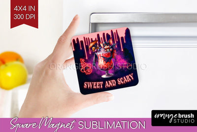Neon Halloween Magnet Sublimation - Cocktail Magnet PNG Sublimation OrangeBrushStudio 