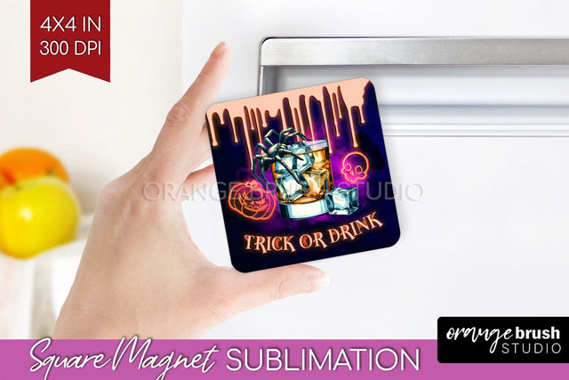 Neon Halloween Magnet Sublimation - Cocktail Magnet PNG Sublimation OrangeBrushStudio 