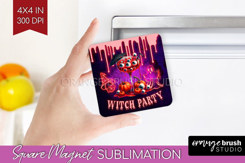 Neon Halloween Magnet Sublimation - Cocktail Magnet PNG Sublimation OrangeBrushStudio 