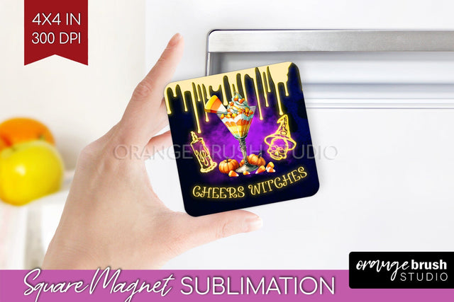 Neon Halloween Magnet Sublimation - Cocktail Magnet PNG Sublimation OrangeBrushStudio 