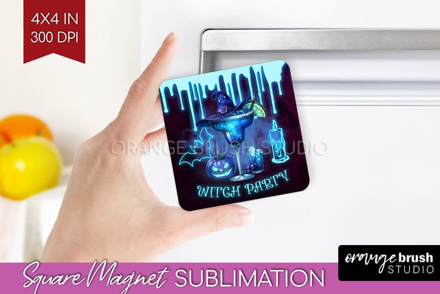 Neon Halloween Magnet Sublimation - Cocktail Magnet PNG Sublimation OrangeBrushStudio 
