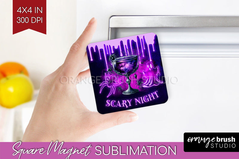 Neon Halloween Magnet Sublimation - Cocktail Magnet PNG Sublimation OrangeBrushStudio 