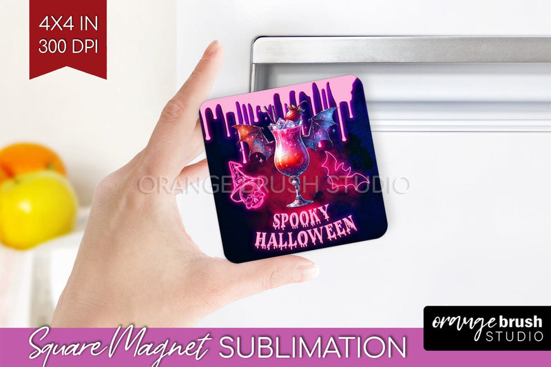 Neon Halloween Magnet Sublimation - Cocktail Magnet PNG Sublimation OrangeBrushStudio 