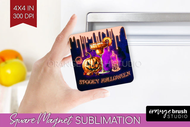 Neon Halloween Magnet Sublimation - Cocktail Magnet PNG Sublimation OrangeBrushStudio 