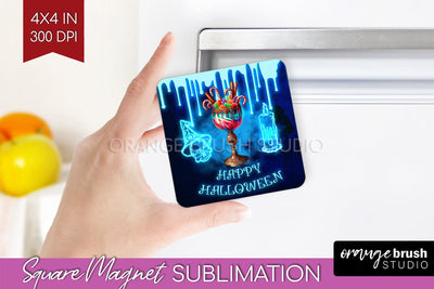 Neon Halloween Magnet Sublimation - Cocktail Magnet PNG Sublimation OrangeBrushStudio 