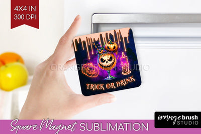 Neon Halloween Magnet Sublimation - Cocktail Magnet PNG Sublimation OrangeBrushStudio 