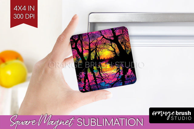 Neon Halloween Magnet Sublimation - Spooky Magnet Design Sublimation OrangeBrushStudio 