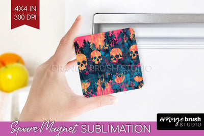 Neon Halloween Magnet Sublimation - Spooky Magnet Design Sublimation OrangeBrushStudio 