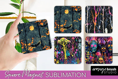 Neon Halloween Magnet Sublimation - Spooky Magnet Design Sublimation OrangeBrushStudio 