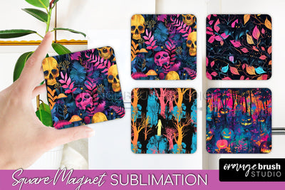 Neon Halloween Magnet Sublimation - Spooky Magnet Design Sublimation OrangeBrushStudio 