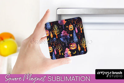 Neon Halloween Magnet Sublimation - Spooky Magnet Design Sublimation OrangeBrushStudio 