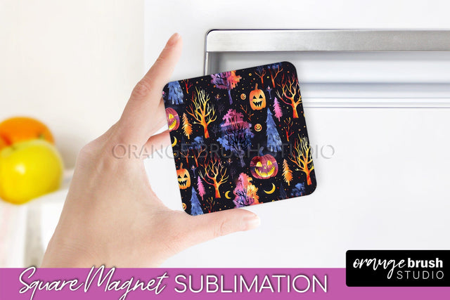 Neon Halloween Magnet Sublimation - Spooky Magnet Design Sublimation OrangeBrushStudio 