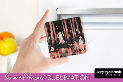 Neon Halloween Magnet Sublimation - Spooky Magnet Design Sublimation OrangeBrushStudio 