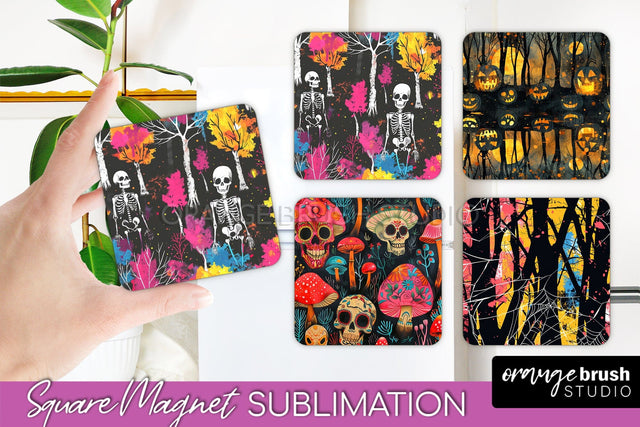 Neon Halloween Magnet Sublimation - Spooky Magnet Design Sublimation OrangeBrushStudio 